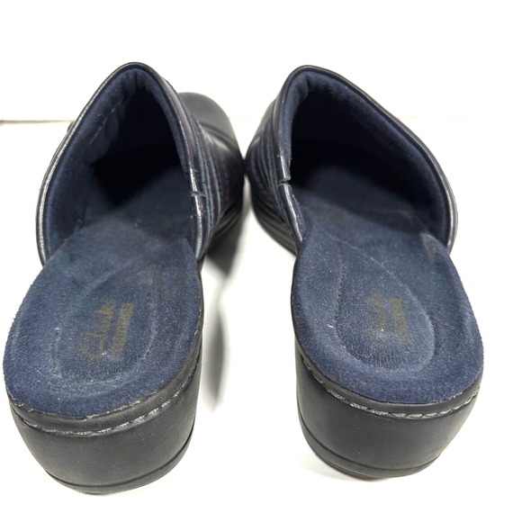 Clarks Hayla Merle Leather Mule Slip-on Clogs Navy Shoes Size 8.5 M 26101760 - Picture 6 of 11